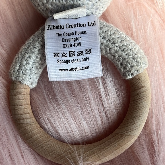 Albetta Crochet Mouse Baby Rattle Infant Ring Organic Cotton Knit Handmade - Picture 8 of 11